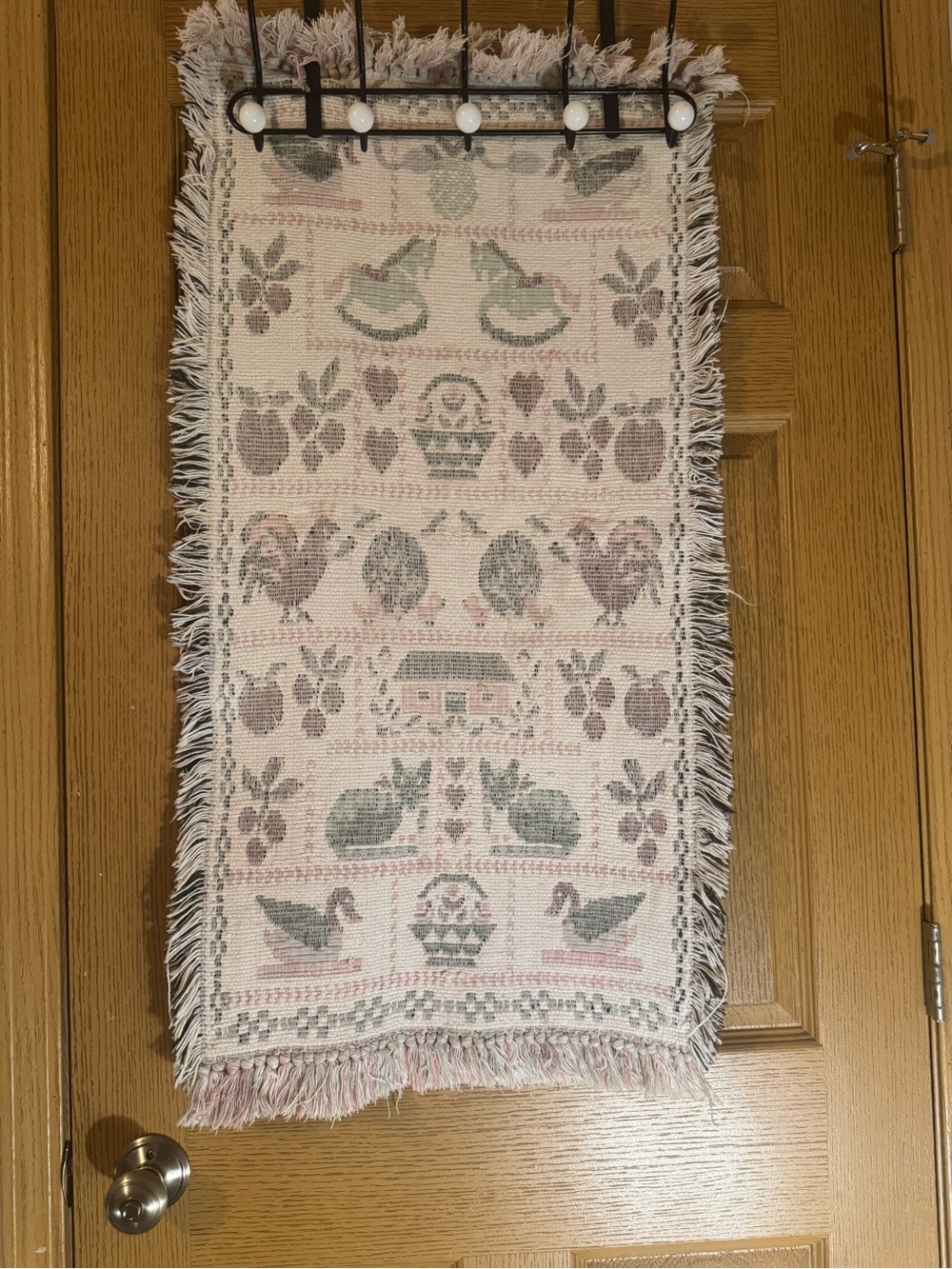 Farmhouse Woven Tapestry Runner in Soft Pink and Sage